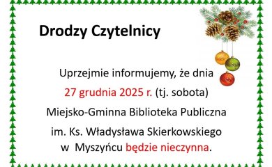 2025 &raquo; 27 grudnia 2025 r. biblioteka nieczynna